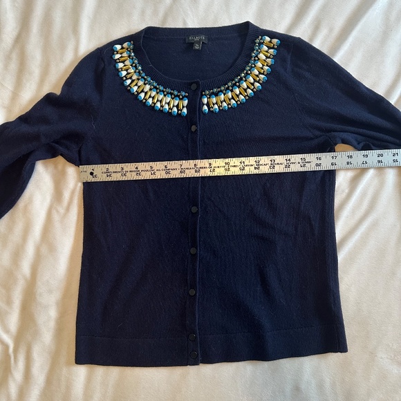 Talbots Navy Cardigan - Size Medium Petite - Picture 2 of 7